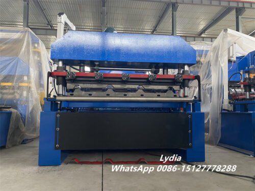High Speed Stainless Steel Trapezoidal Roof Tile Forming Machine Metal Roofing Tile Making Machine Chain Driven Roof Tile Roll Former