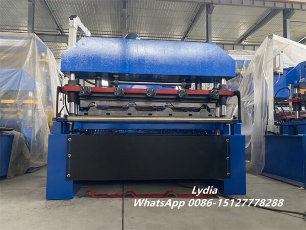 High Speed Stainless Steel Trapezoidal Roof Tile Forming Machine Metal Roofing Tile Making Machine Chain Driven Roof Tile Roll Former