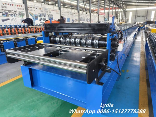 High Speed Steel Decking Sheet Production Line with 15T Decoiler and 12M Stacker Floor Deck Roll Forming Machine