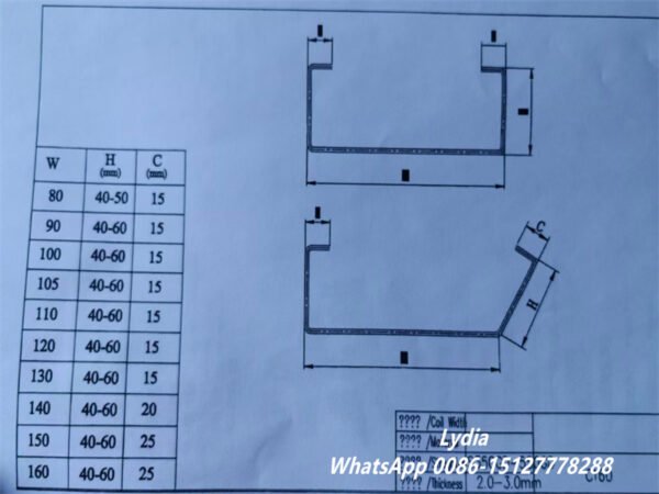 Zhongtuo Cee & Eave Strut Roll Forming Machine C Purlin and Eave Strut Machine for Metal Buildings