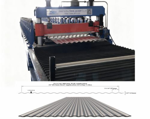 Zhongtuo 0.18-0.28mm Dominican 70m/Min Thin Plate Corrugated Roof Sheet Roll Forming Machine