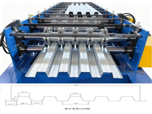 High Speed Steel Decking Sheet Production Line with 15T Decoiler and 12M Stacker Floor Deck Roll Forming Machine