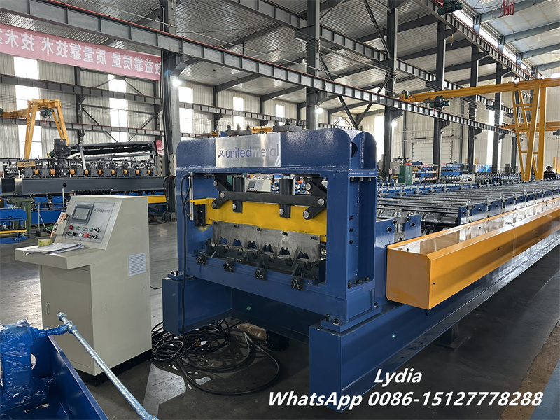 Metal floor deck roll forming machine for composite steel decking