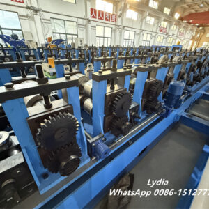 Heavy CZ Purlin25 Professional C Z purlin making machine showing roll forming stations and chain drive system