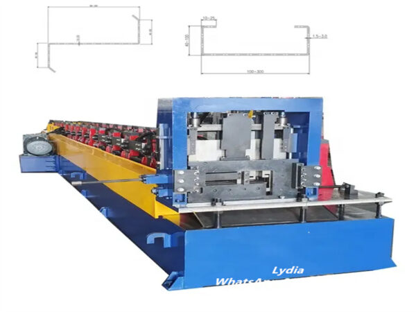 Heavy CZ Purlin29 Hydraulic cutting system on heavy duty C purlin roll forming machine producing clean steel profiles