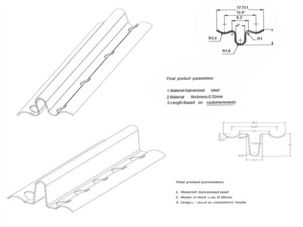 Plaster beacon rail12 Zhongtuo Plaster Beacon 6mm*3.0m Roll Forming Machine Metal M6 M10 Beacon Channel Machine