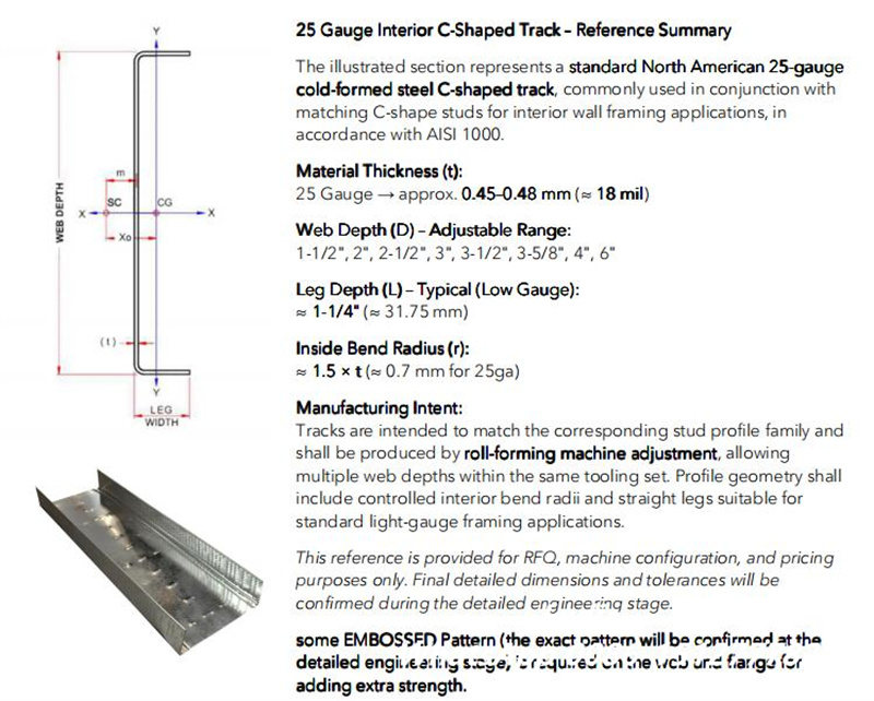 embossed u channel forming machine