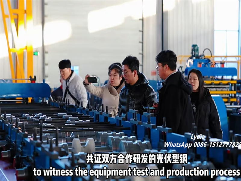 Korean solar roofing sheet roll forming machine on-site testing