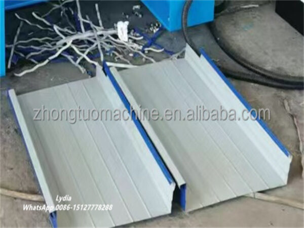 Finished aluminum soffit panels produced by pan roof roll forming machine