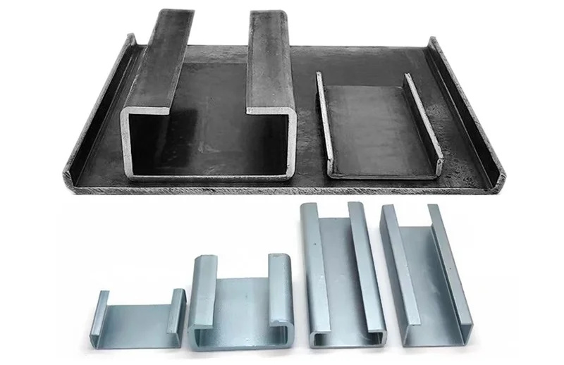 finished C purlin profiles in different sizes produced by roll forming machine
