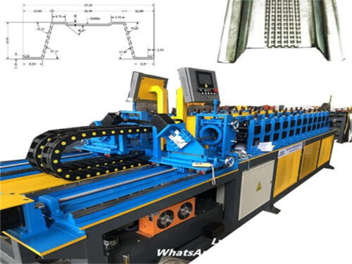 Double line hat profile and wall angle roll forming machine working in production line