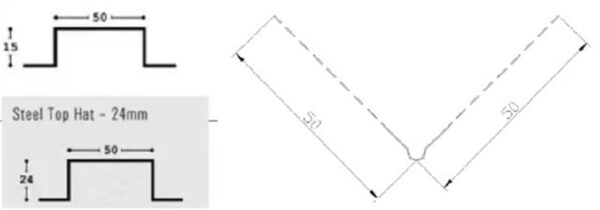 Combo hat profile and wall angle07 Hat section and wall angle profile