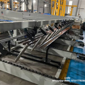 Pocket Rib roofing panels stacked after automatic cutting and forming