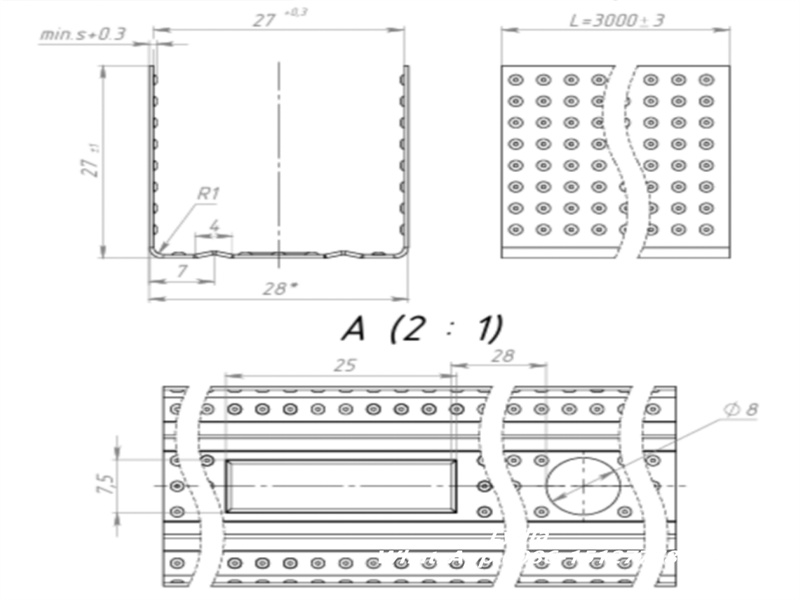 galvanized steel deep track profile sample