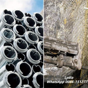 Friction Rock Bolts Machine11 Friction bolt installation showing slotted tube driven into rock borehole