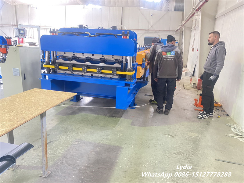 Romania Double Layer Glazed Tile And Ridge Cap Roll Forming Machine Installation