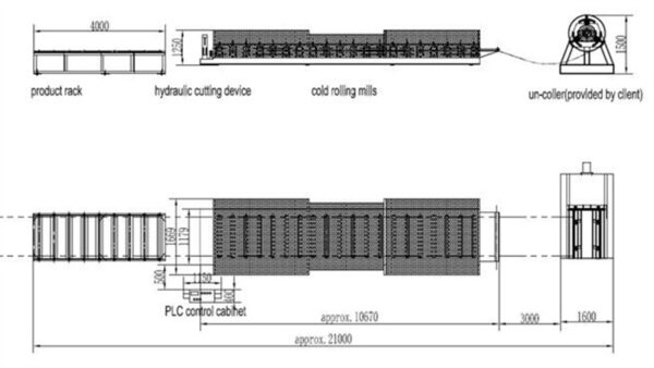 TN407 TN40 roofing sheet profile drawing with overlapping design