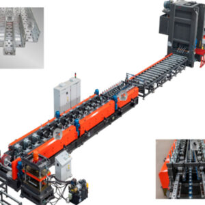 High-speed cable tray roll former in manufacturing workshop