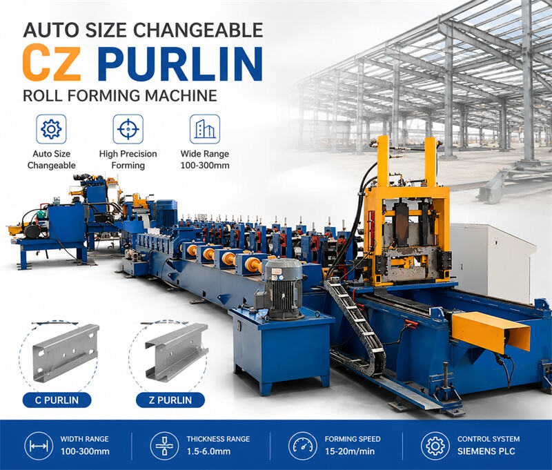 Automatic Size Changeable C Z Purlin Machine