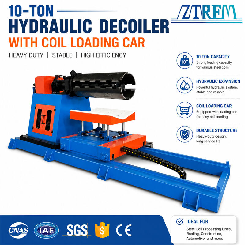 Automatic hydraulic decoiler machine with trolley