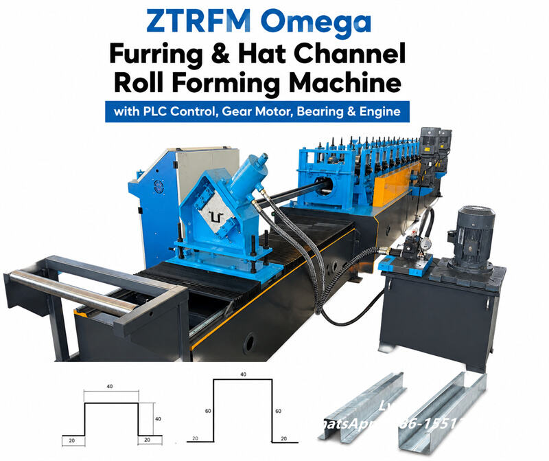 Omega Furring hat05 TRFM Omega Furring Channel Roll Forming Machine with PLC Control Systemv