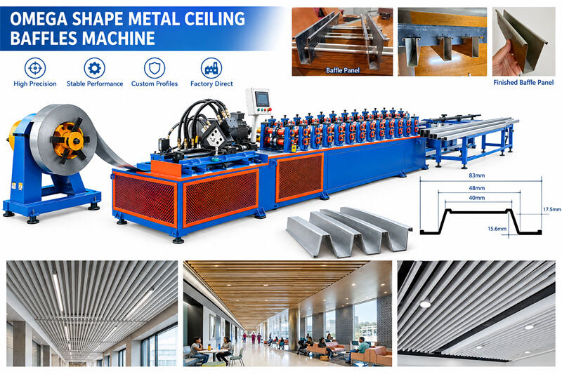 Ceiling Baffles01 Omega Shape Metal Ceiling Baffle Roll Forming Machine