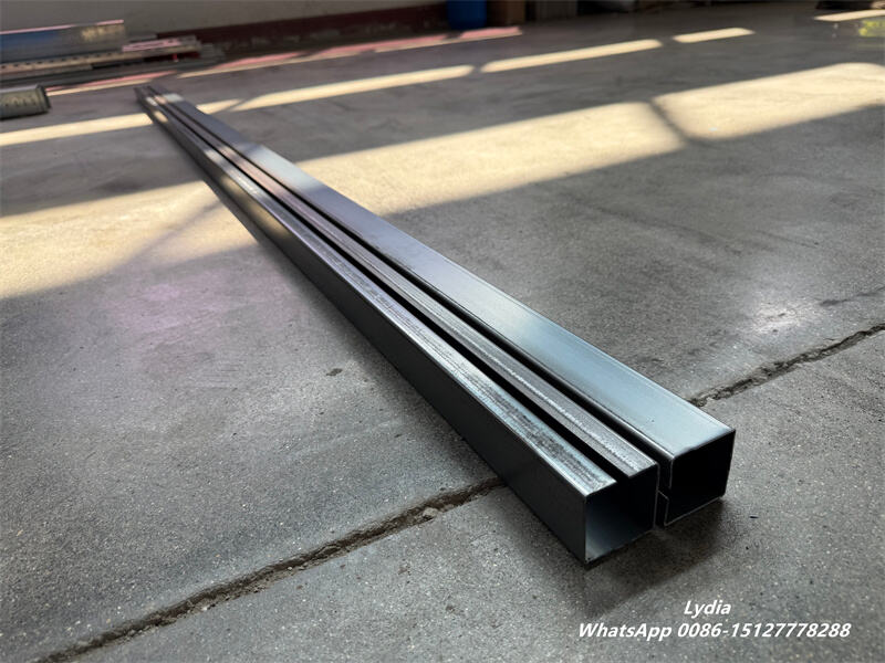 square tube06 C purlin roll forming machine production flow from decoiling to cutting